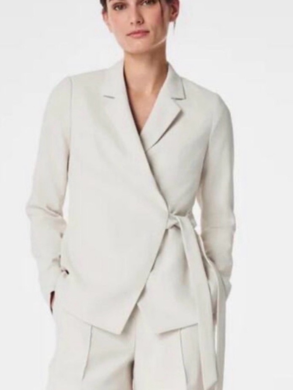 SPANX Cream Wrap Blazer with Side Tie